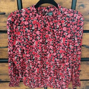 Shein Women Floral Red and Black Blouse